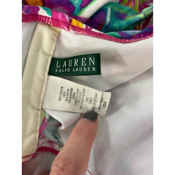Lauren Ralph Lauren bright floral one piece swimsuit side wire women's plus 18W - Picture 6 of 7